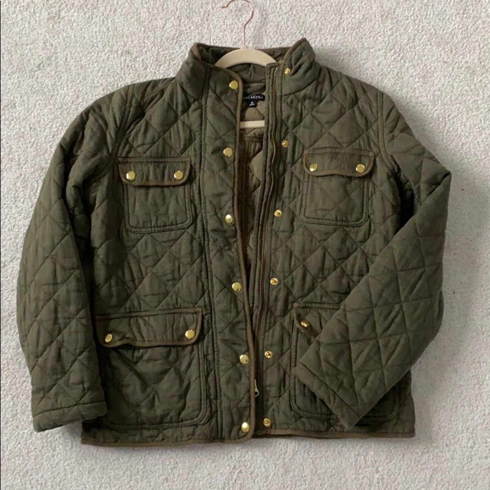 Green quilted J Crew jacket